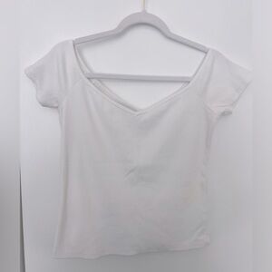 Abercrombie & Fitch white off the shoulder tee